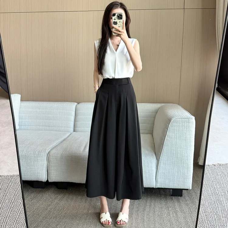 简约通勤原宿风山本风气质时尚套装垂感阔腿韩系风裤裙