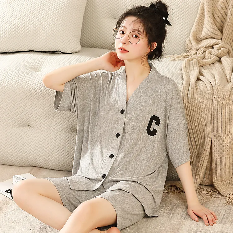 100%莫代尔棉睡衣女夏季短袖大码胖mm2025新款加肥开衫家居服套装