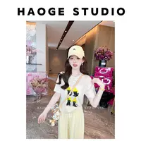 浩哥严选●上衣预C5SY5381A时尚显瘦夏季小众减龄设计感圆领百搭款
