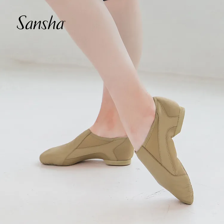 Sansha/三沙矮帮舞蹈鞋牛皮面现代舞爵士舞教师鞋练功鞋JS831LCO