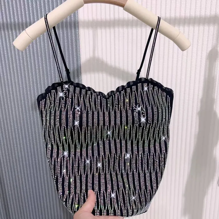 秋季新款时尚修身内搭背心亲肤吊带显瘦外穿针织带钻美背百搭吊带