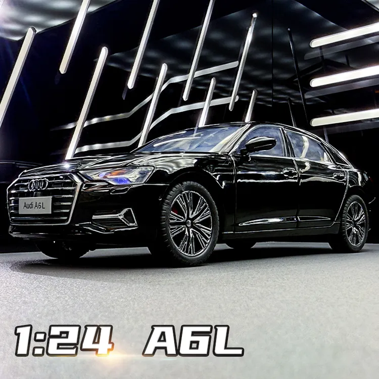 奥迪A6L合金车模1:24转向避震玩具轿车仿真汽车模型男孩收藏摆件