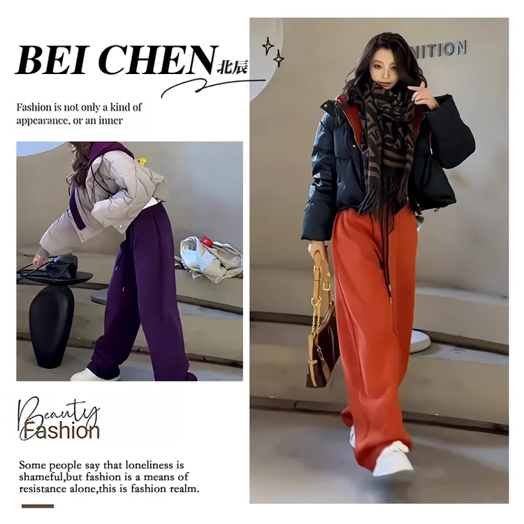 大码2025新款巨好看紫色橙色短款设计棉服外套女款棉袄裤子两件套