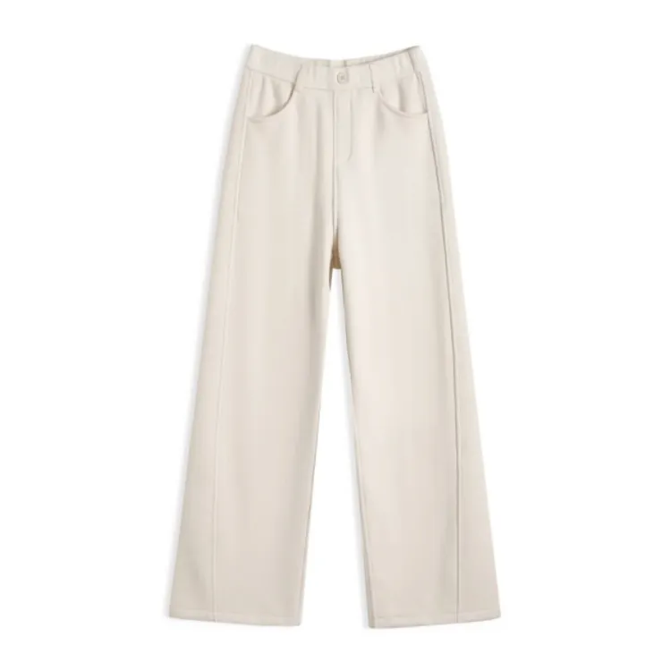 “奶芙裤”冬季加绒加厚高腰针织休闲裤宽松直筒裤7744HZ001