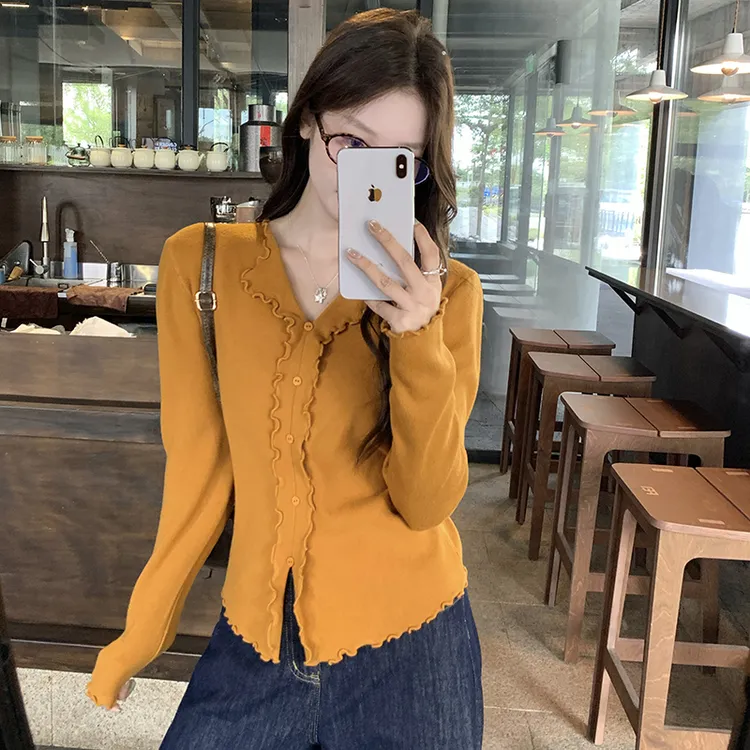 减龄木耳边针织毛衣女2025年秋冬新款时尚温柔风洋气百搭打底上衣