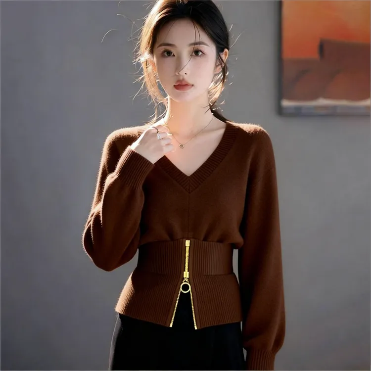 2025冬季新款轻奢气质小众时尚别致洋气显瘦长袖毛衣针织衫女爆款