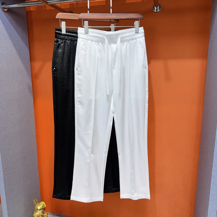 加绒加厚男士冬季高端休闲裤丝滑醋酸垂感阔腿轻奢时尚百搭直筒裤