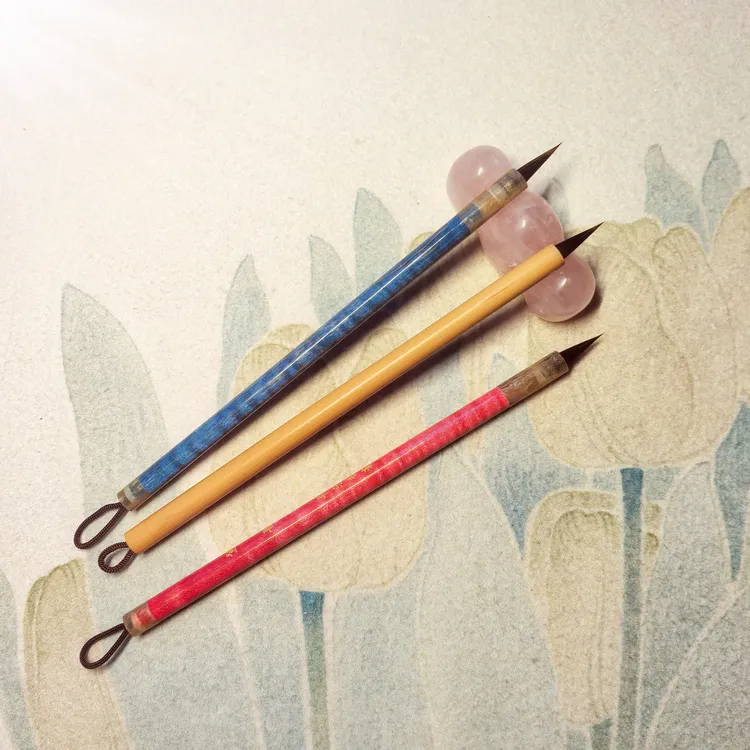 【长乐书斋】登善——纯紫狼毫 辽尾笔柱披毛紫毫 出锋1.9左右口径0.6