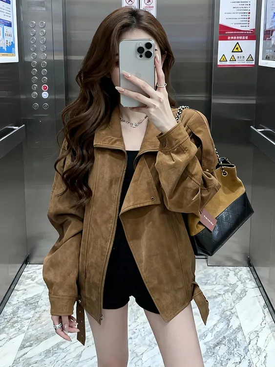 秋季新款别致独特漂亮洋气时髦减龄小众设计高级感超好看棕色外套