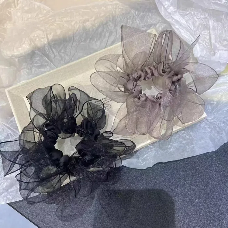 东大门同款小众设计款蝴蝶结大肠发圈百搭简约丸子头发绳少女头绳