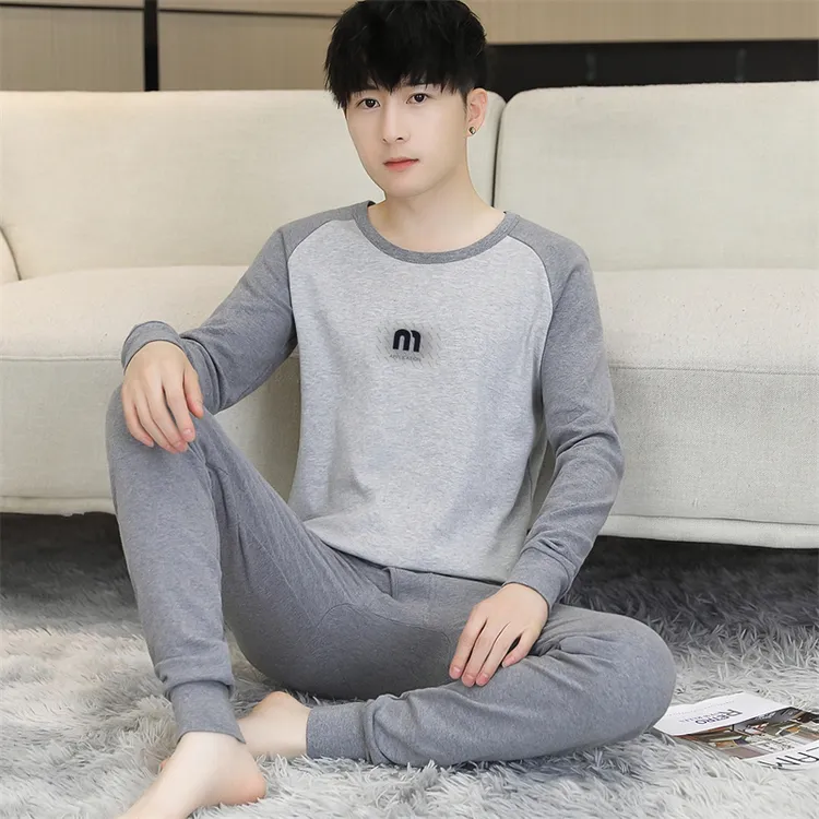 青少年纯棉秋衣秋裤套装男士初中生高中生秋冬季新款打底保暖内衣