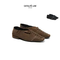 CatalpaLew「筑履」墟生美学翻毛皮细带大地色休闲鞋#C20155