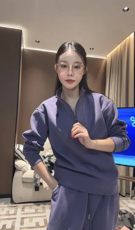 【陈沐沐专属】POLOUSASP 百搭抽绳半拉链套装XJ-907-9918 