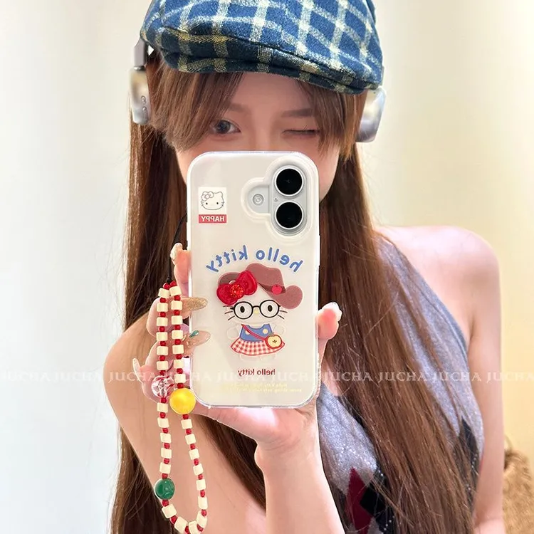 牛仔KT适用苹果16promax手机壳少女小米15小众荣耀400女vivoix200