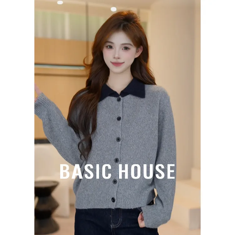 Basic House/百家好琥珀流光洋气羊毛衫开衫女秋新款B1195B50D42