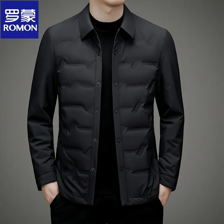 Romon/罗蒙轻薄羽绒服冬季新款商务男士抗寒休闲翻领保暖鸭绒外套