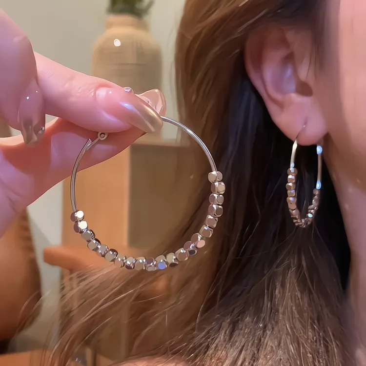 铜合金耳饰 碎银子大圈圈耳环女潮新款耳饰韩国网红气质耳圈