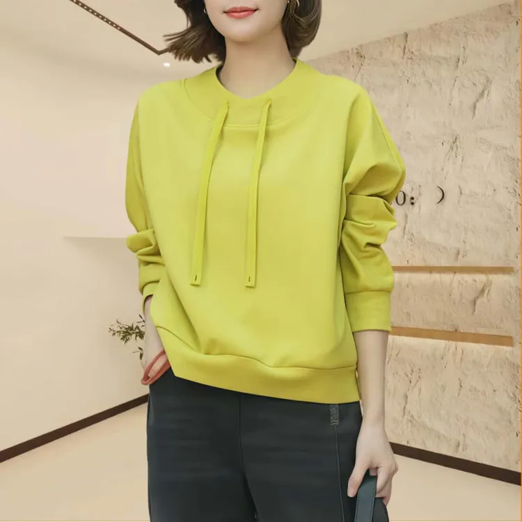 秋季新款宽松纯色小众轻奢长袖设计感卫衣女2025休闲时尚潮流上衣
