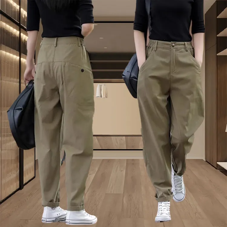 2025春秋季新款女士爆款哈伦裤工装裤萝卜休闲裤长裤宽松阔腿裤子
