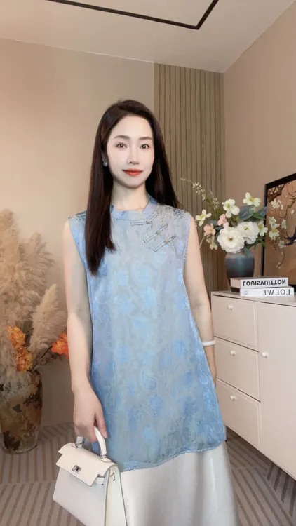 【璀璨    浮光锦】立领复古百搭薄款女夏季气质宽松遮肉新中式上衣