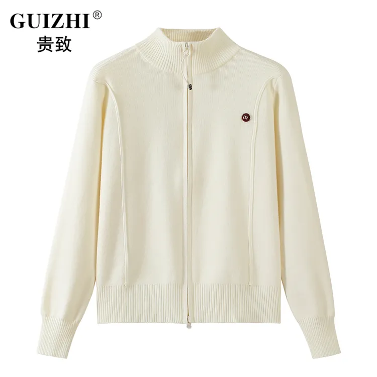 半高领拉链毛衣女春秋2025新款外穿打底衫女针织衫设计感小众上衣