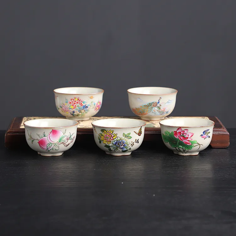 高档遇热变色汝窑主人杯家用送礼品茶杯纯手工大号防烫茶盏花瓣杯