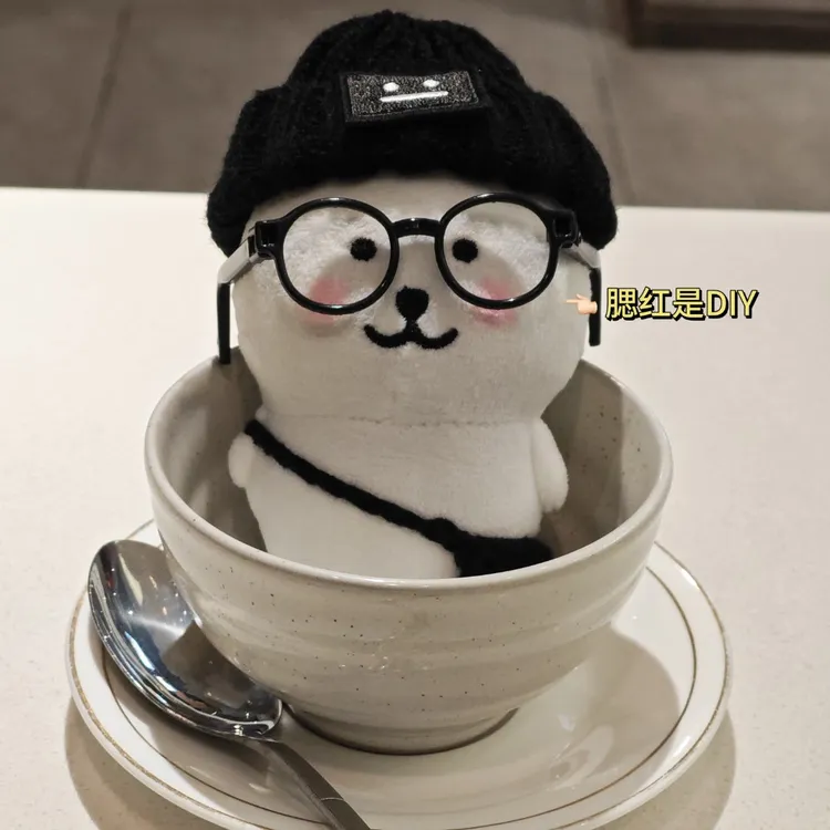 高颜值自嘲熊头套13cm娃衣套装出游三件套帽子棉花娃娃