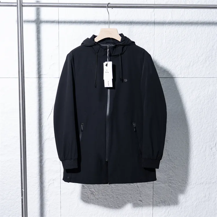 春季剪标款男士中长款连帽百搭休闲长袖外套男简约舒适夹克6B626