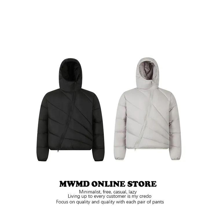 MWMD 斜拉链白鸭绒轻薄排骨款羽绒服男款冬季加厚外套保暖棉服