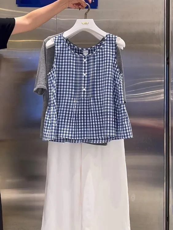 夏季小个子大方得体减龄穿搭一整套白色阔腿裤两件套装女2025新款