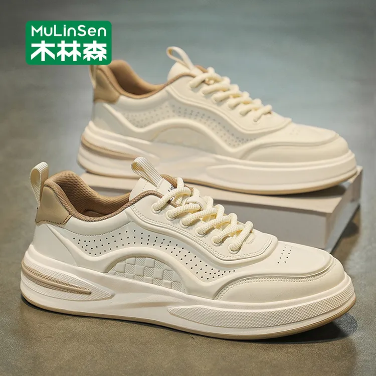 木林森男鞋2025新款秋季百搭休闲皮鞋男士开车运动板鞋小白潮鞋子