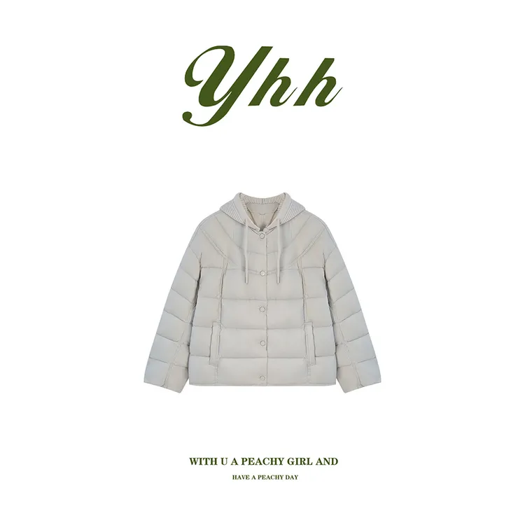 【余欢欢】冬季时尚新国标90绒保暖针织连帽拼接羽绒服-YHW51067