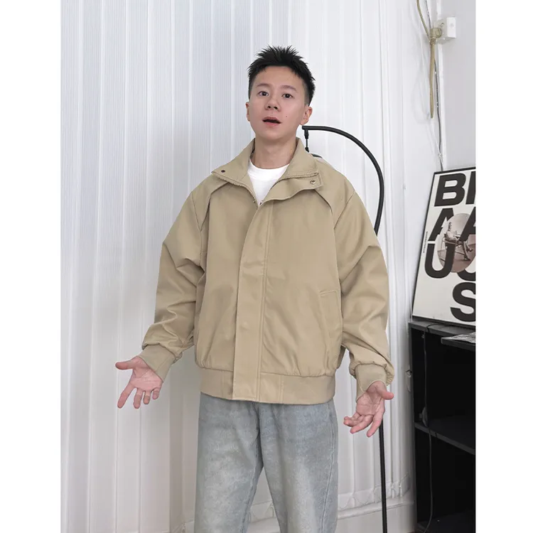 WK叁金【小个子短款夹克】拼接立领风衣男宽松简约防风保暖秋季外套