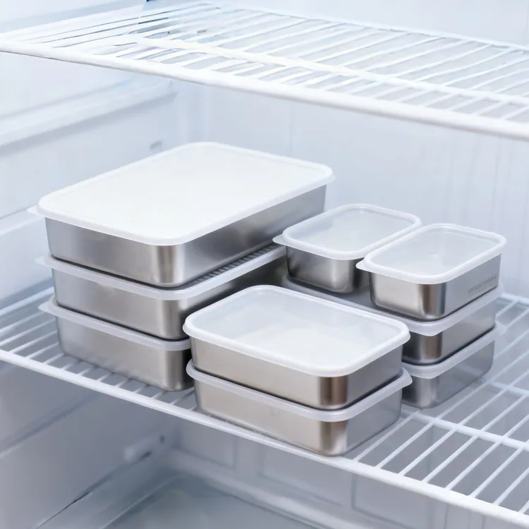EAYU日本304不锈钢保鲜盒冰箱冷藏食物收纳盒海鲜肉类分装速冻盒