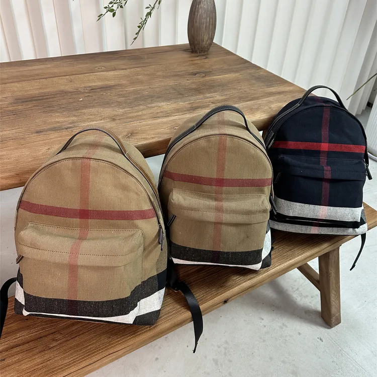 小羽家原创黄麻格子格纹大背包双肩包书包时尚高级感女旅行秋冬