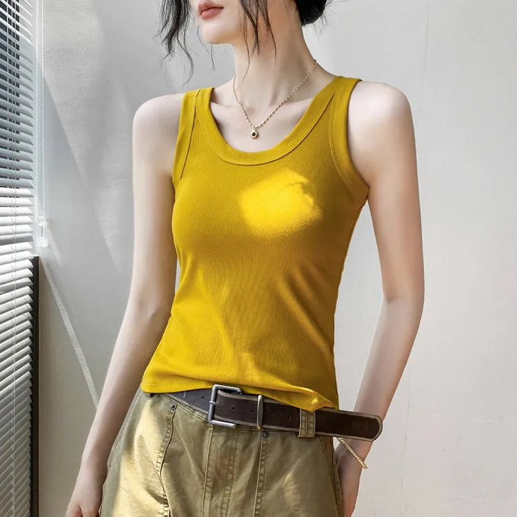 外穿纯色简约圆领吊带背心女夏季遮副乳衬衫内搭修身显瘦别致上衣