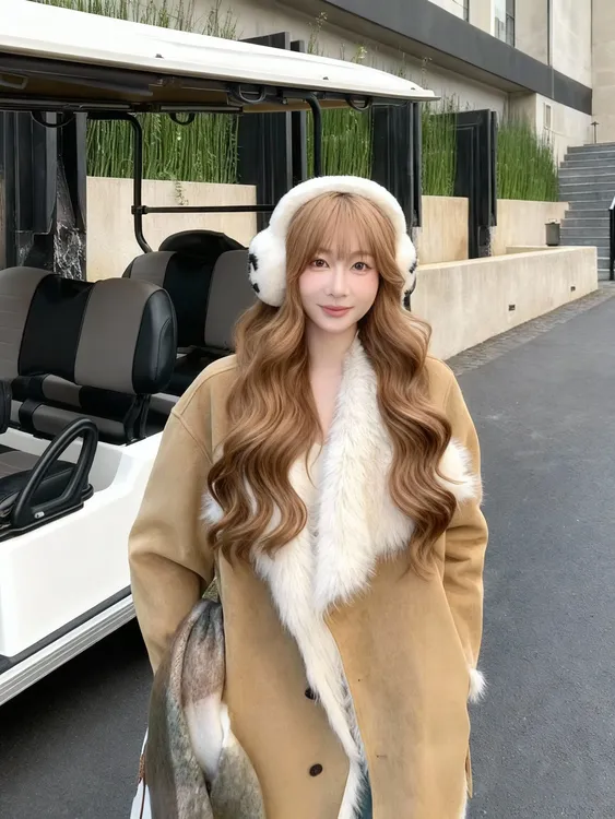 【旧日咖啡馆】复古气质仿绒毛外套女高级感皮毛一体保暖防风大衣