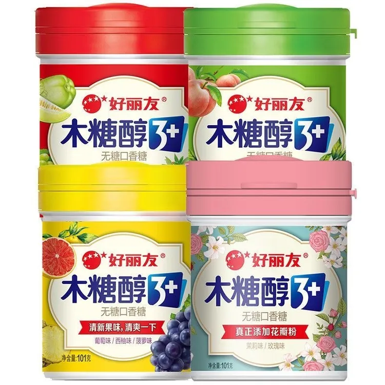 好丽友木糖醇口香糖车载瓶装蜜桃花香味无糖口香糖清新糖接吻糖