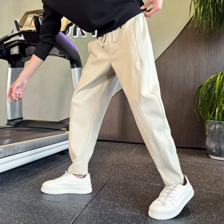 2025秋冬季潮牌裤子男款韩版潮流宽松加绒休闲长裤男士直筒弯刀裤