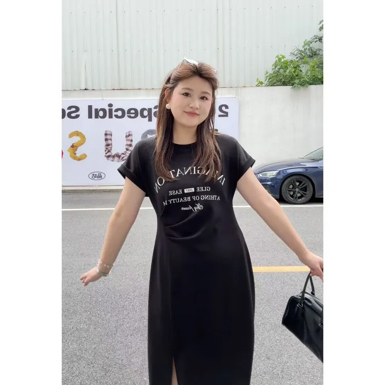 晶咕佳佳【黑糖波波】收腰显瘦休闲连衣裙气质时尚百搭修身