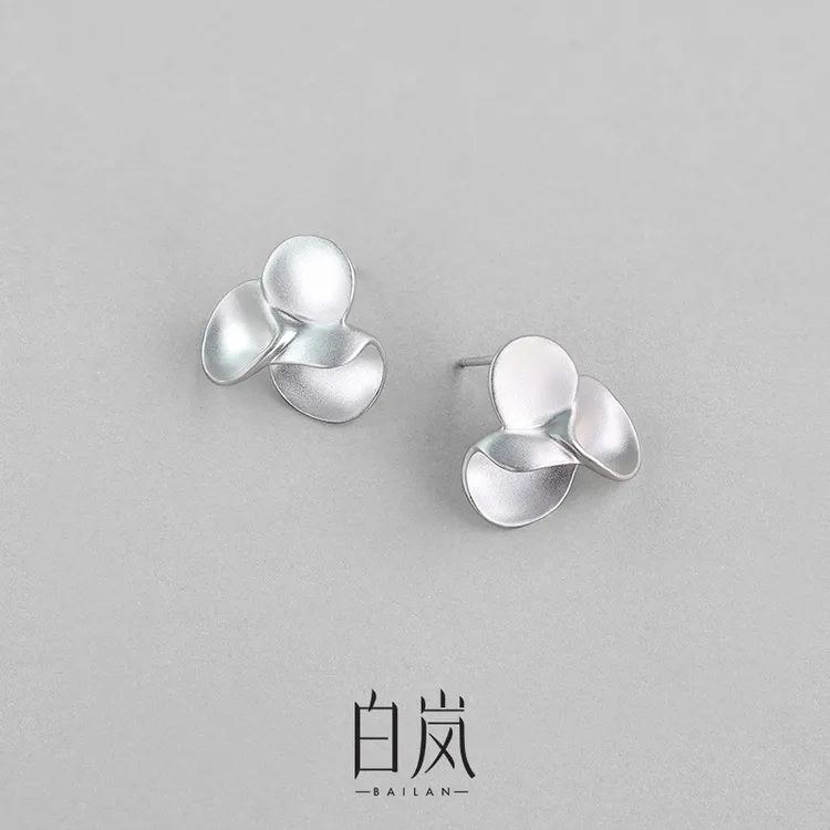 足银耳饰 白岚烧白花花耳钉999银女轻奢小众耳环ED4349