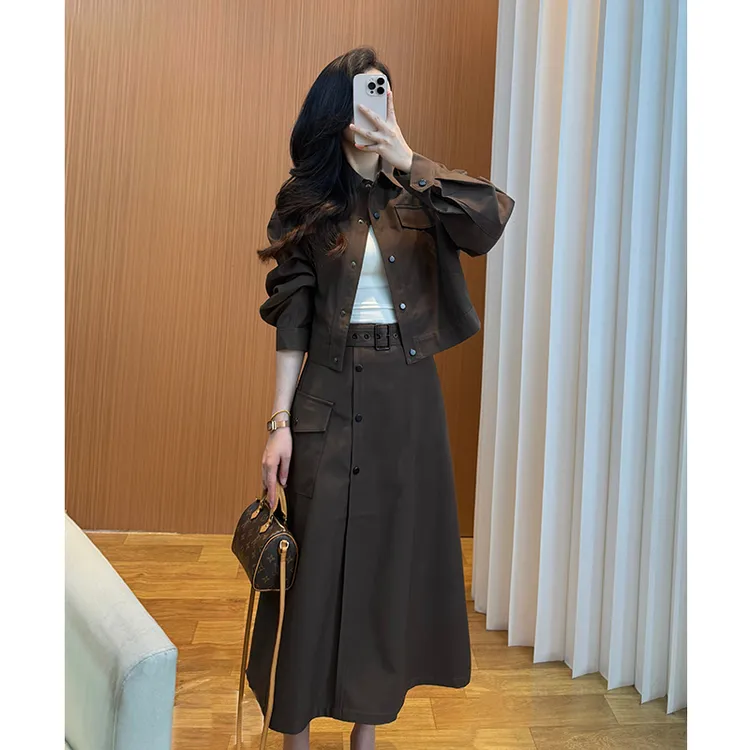 早秋穿搭一整套时尚高级感工装裙套装女春秋2025新款女装氛围感潮