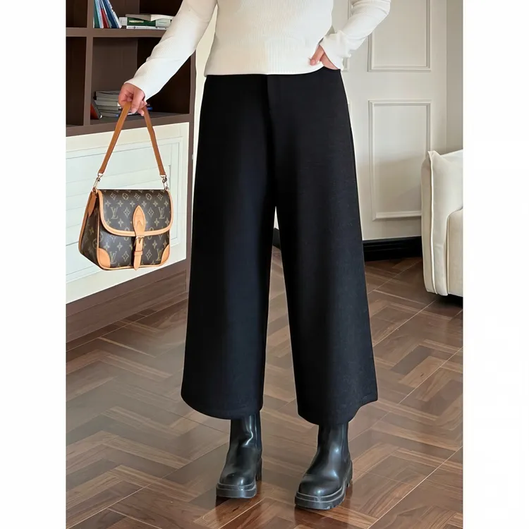 花契“奥斯陆雾”大码女装冬季显瘦200斤胖mm韩系阔腿休闲裤4376-F