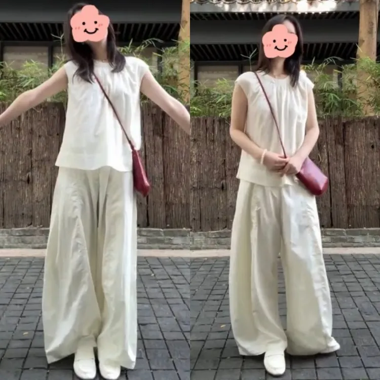 2025早秋设计感时尚气质上衣+高腰显瘦休闲阔腿裤LK2505382