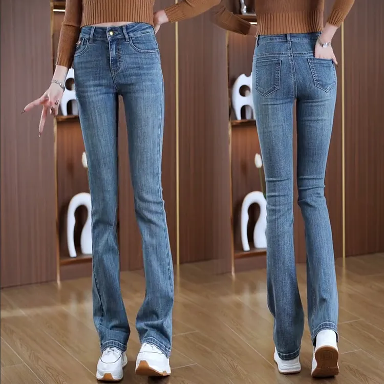 高腰修身百搭微喇叭牛仔裤女春秋季新款时尚显瘦弹力减龄马蹄裤子
