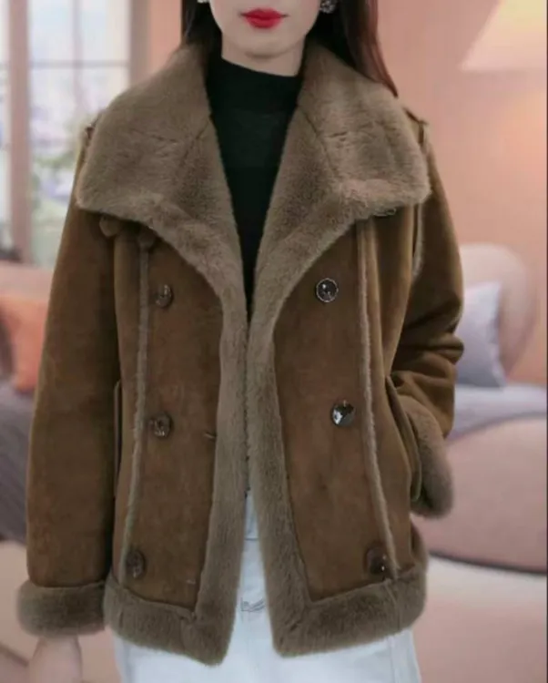 秋冬新款时尚休闲加厚加绒保暖外套女妈妈装韩版洋气百搭显瘦上衣