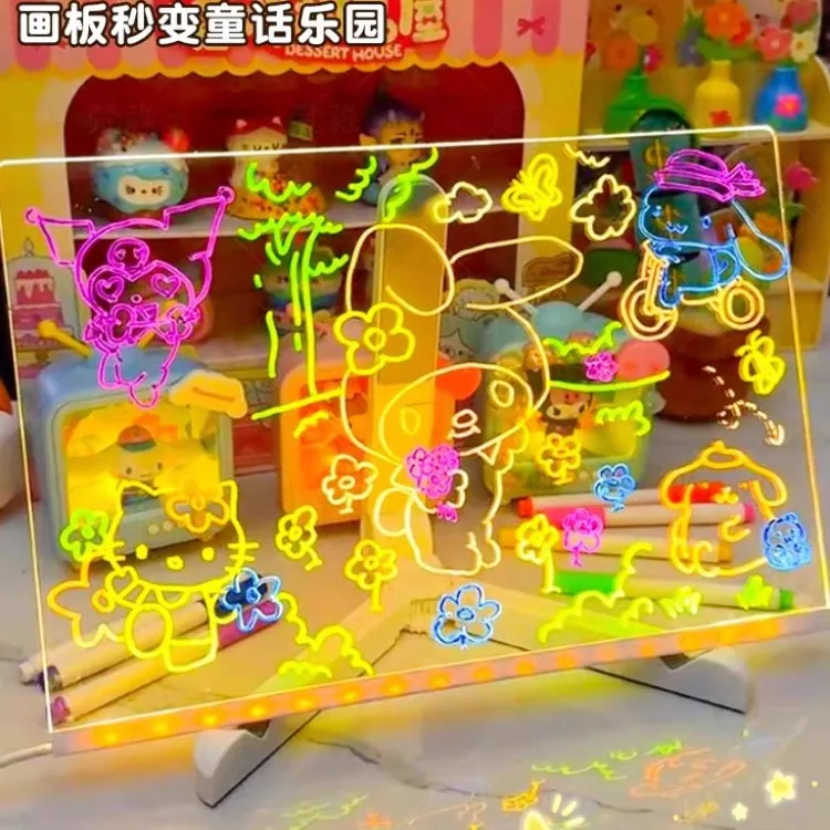 【会发光的画板】儿童发光手绘画板可擦DIY透明亚克力学习板涂鸦板