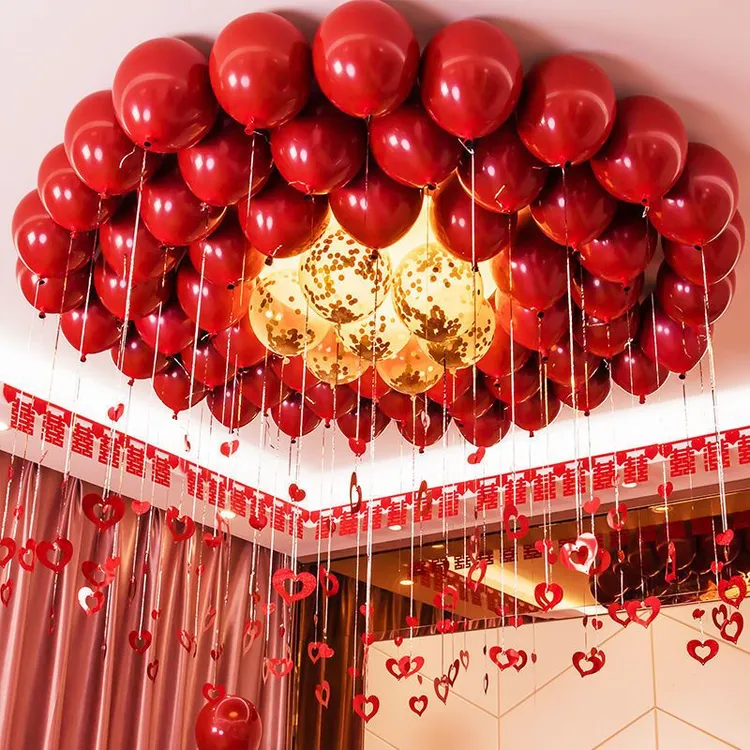 结婚气球装饰网红婚房场景布置红色浪漫婚礼加厚防爆汽球婚庆用品