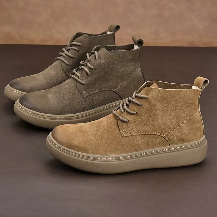 切尔西靴中帮男鞋舒适牛皮男靴秋冬英伦风休闲鞋高帮男靴鞋子男款