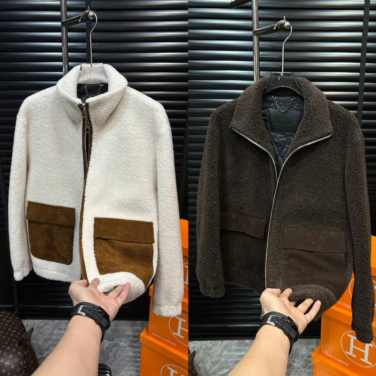 【清澈男装轻奢出品L88158/QNCH/100％羊毛拼皮夹克外套